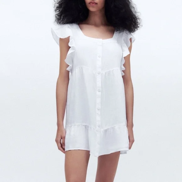 a line mini slip dress Rosha Backless Mini Dress – Asymmetric Neckline in Ivory By Sarvin main image 0